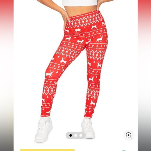 Tipsy Elves Pants - NWOT TIPSY ELVES - RED REINDEER HIGH WAISTED LEGGINGS SIZE LARGE